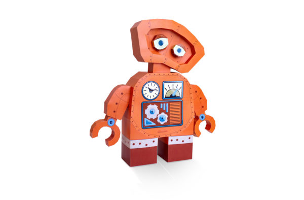 robot orange papier 3D agent paper