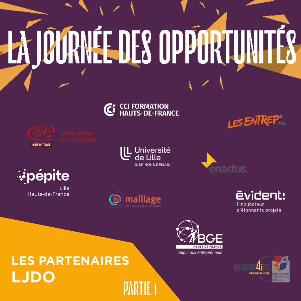 partenaires : CCI Formation, MA, Pépite,maillage, Université de Lille, BGE, évident, les entrep, enactus, hémisf4ire