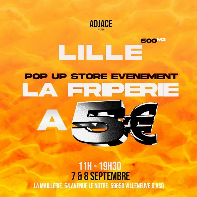 affiche de la vente vintage Adjace qui a lieur au Grand playground à la Maillerie à Villeneuve d'ascq du 7 au 8 septembre