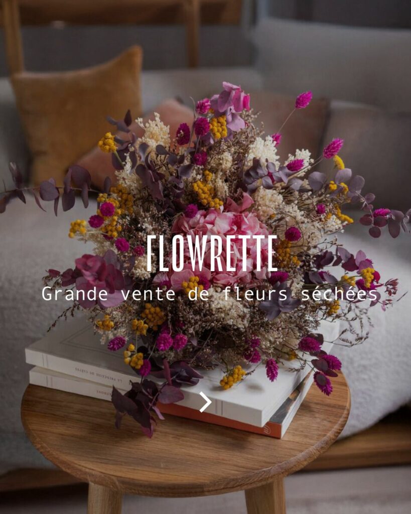 affiche flowrette grande vente de fleurs séchée au Grand Playground